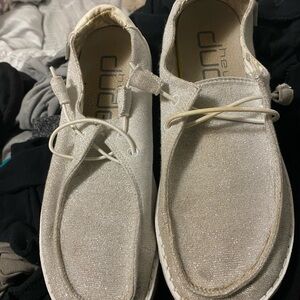 Hey Dude Glittery Cream Loafers